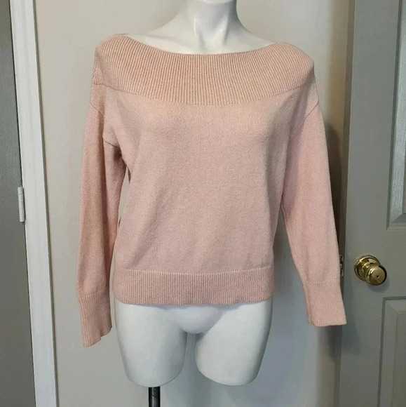 Anthropologie Moth Off Shoulder Super Soft Pink Sweater(XS) - Picture 1 of 11